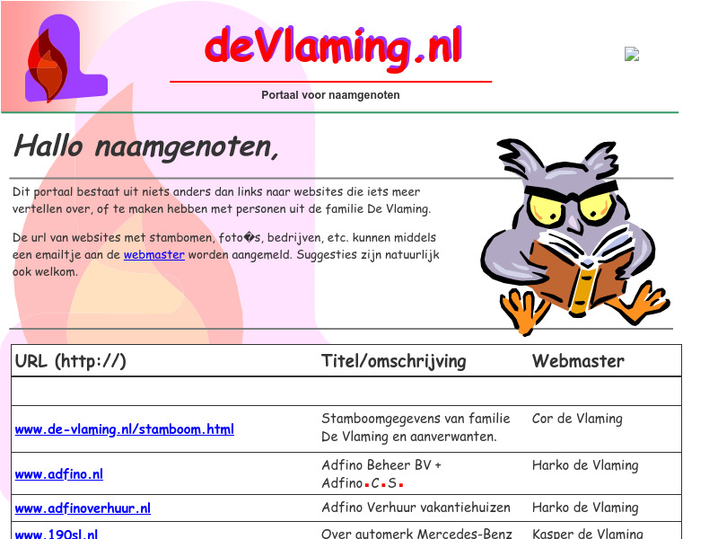 Screenshot van website