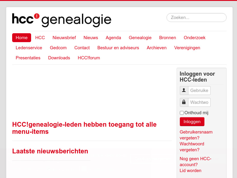 Screenshot van website