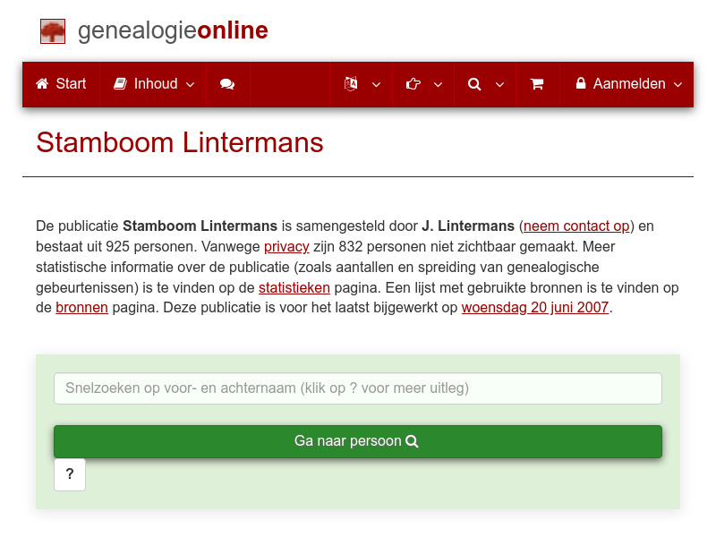Screenshot van website