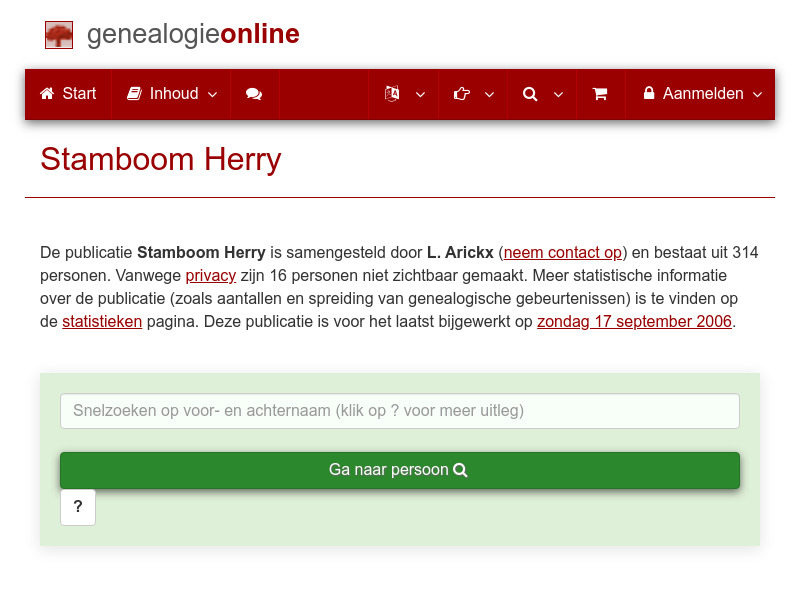 Screenshot van website