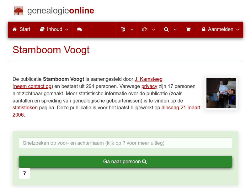 Screenshot van website