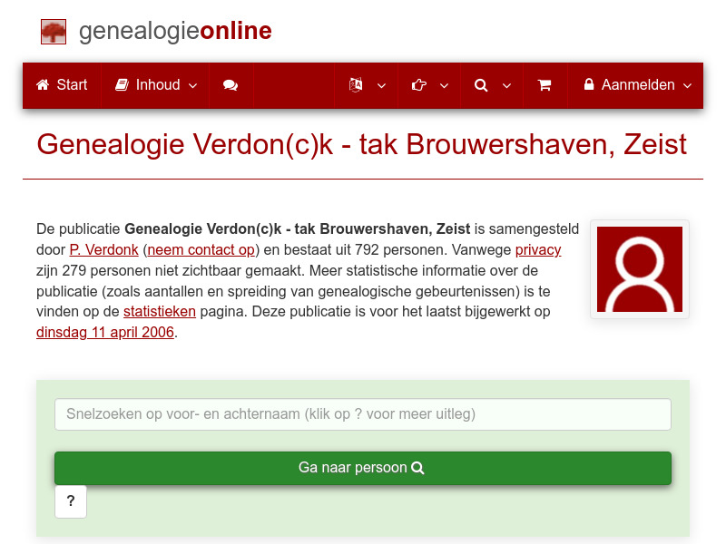 Screenshot van website