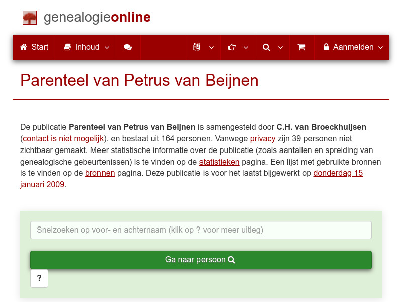 Screenshot van website
