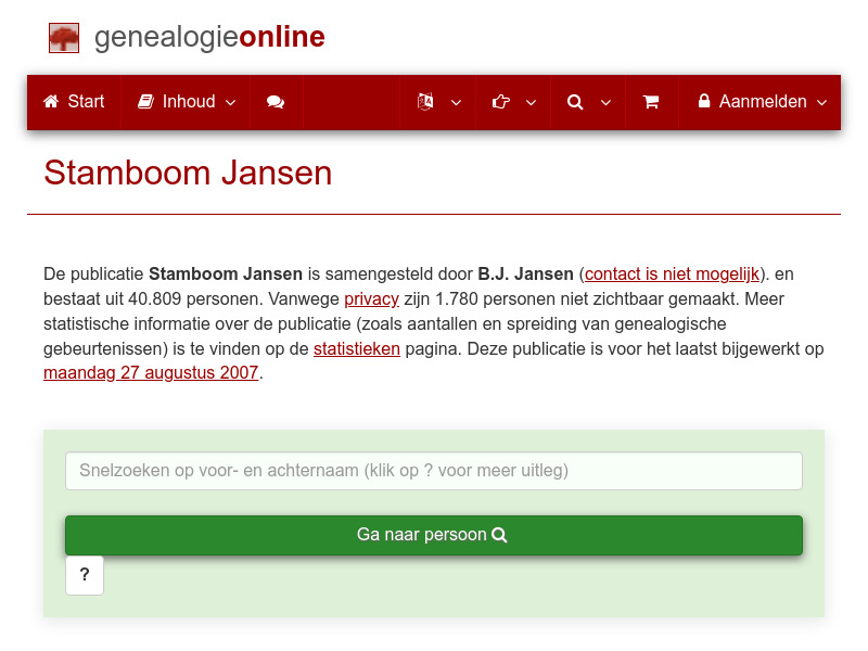 Screenshot van website