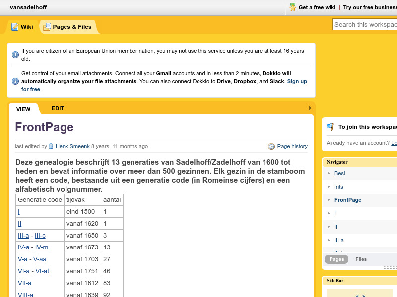 Screenshot van website