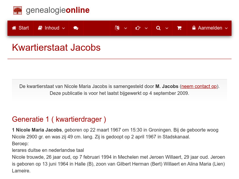 Screenshot van website