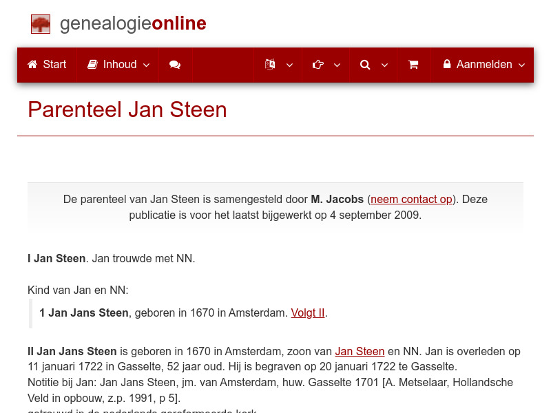 Screenshot van website