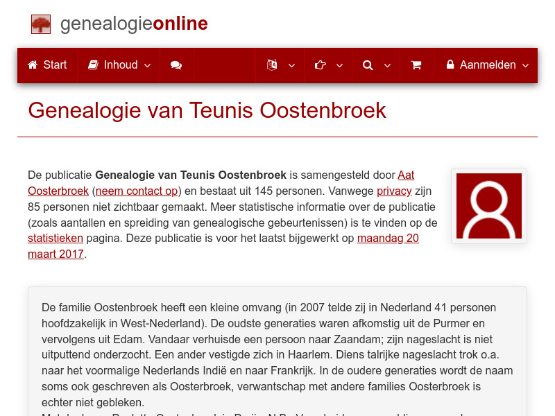 Screenshot van website