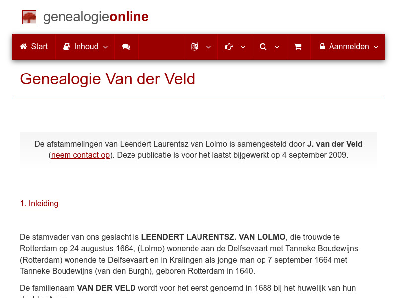 Screenshot van website