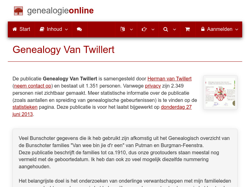 Screenshot van website