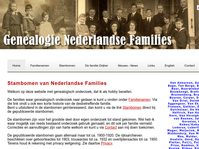 Screenshot van website